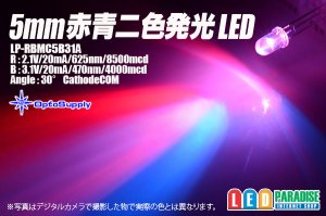 画像1: 5mm赤/青二色発光LED LP-RBMC5B31A