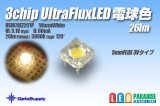 3chipUltraFluxLED 5mm3V電球色 