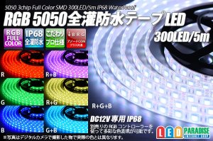 画像1: 全灌防水テープLED 60LED/m IP68 RGB 1-5m