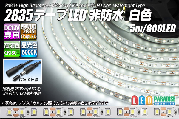 2835テープLED 非防水 白色 5m/600LED