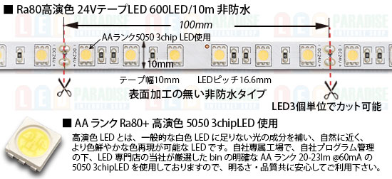 24VテープLED60LED/m6000K 10m
