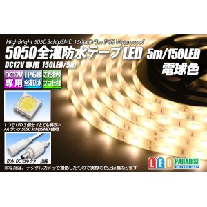 画像: 全灌防水テープLED 30LED/m IP68 電球色 5m