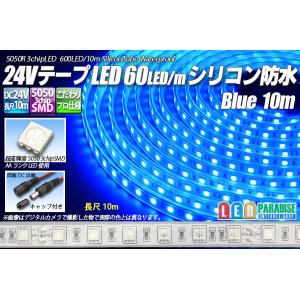 画像: 24VテープLED60LED/mシリコン防水 青色 10m