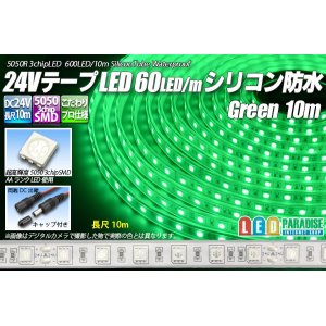 画像: 24VテープLED60LED/mシリコン防水 緑色 10m