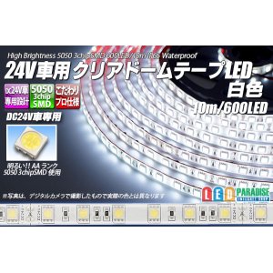 画像: 24V車用クリアドームテープLED 白色 10m/600LED