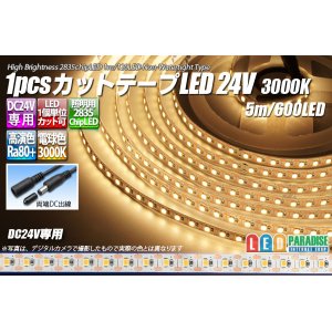 画像: 1pcsカットテープLED 24V 3000K 5m/600LED 非防水