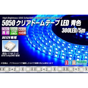 画像: 5050テープLED 60LED/m クリアドーム 青色 5m