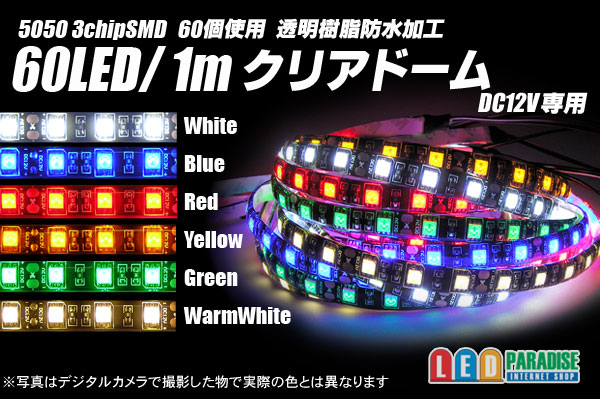 画像1: 60LED/1m クリアドームテープLED