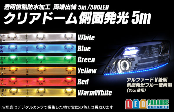 画像1: 5m側面発光クリアドームテープLED