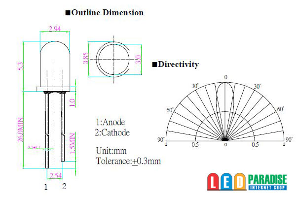 画像: 3mm黄色 LP-5YAA3131A OptoSupply