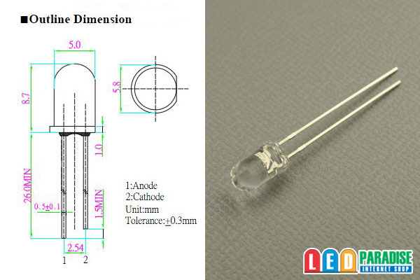 画像: 5mmオレンジ色 LP-5OAA5111A OptoSupply