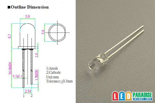 画像: 5mm赤色 LP-5RKA5111A OptoSupply