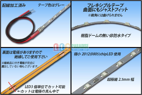 画像: 超極細2.5mm 2012テープLED 非防水 緑色