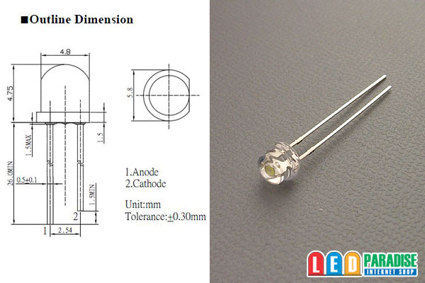 画像: 4.8帽子型LED アイスブルー LP-B64L56A1A