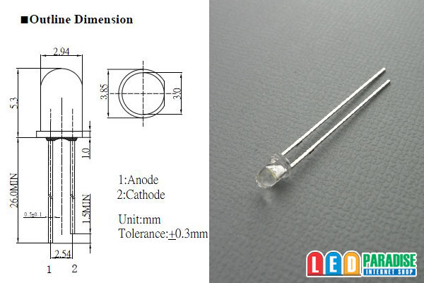 画像: 3mm蛍光緑 LP-G74L3131A OptoSupply