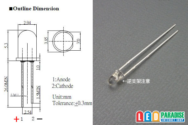 画像: 3mm赤色 LP-5RKA3131A OptoSupply