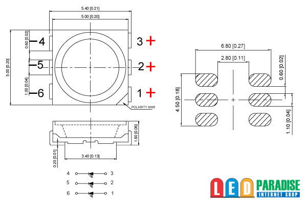 画像: 5060 3chip白色LED LP-5060H252W-3