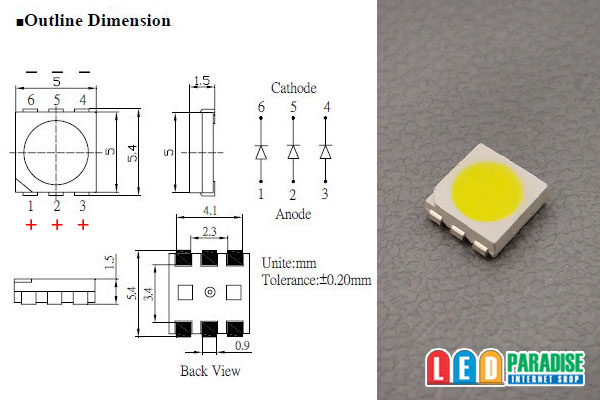 画像: 5050 3chip蛍光緑 LP-G74TS4C1A OptoSupply