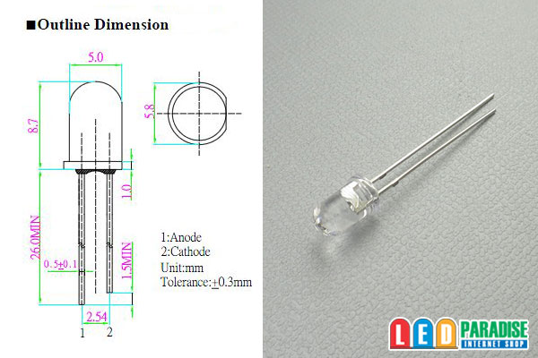 画像: 5mm赤色植物用 LP-R7CA5111A