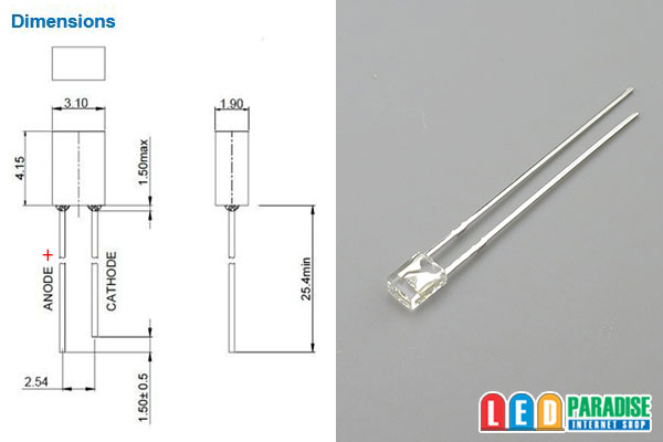 画像: 角形2.3.4青色LED LP-234B4SCA