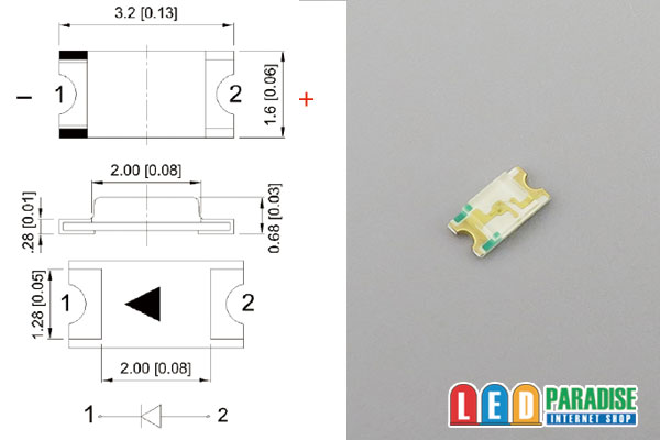 画像: 緑色チップLED　3216　