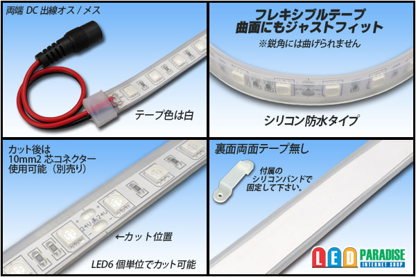 画像2: 24VテープLED60LED/mシリコン防水 緑色 10m