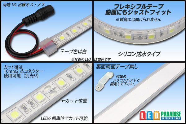 画像2: 24VテープLED60LED/mシリコン防水 電球色 10m