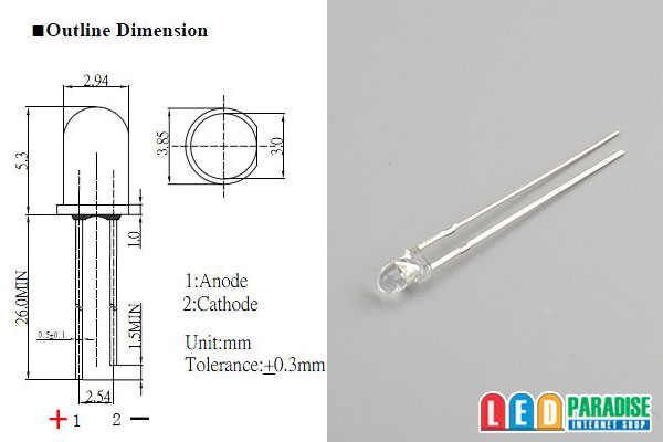 画像: 3mm青緑色 LP-G38A3131A OptoSupply
