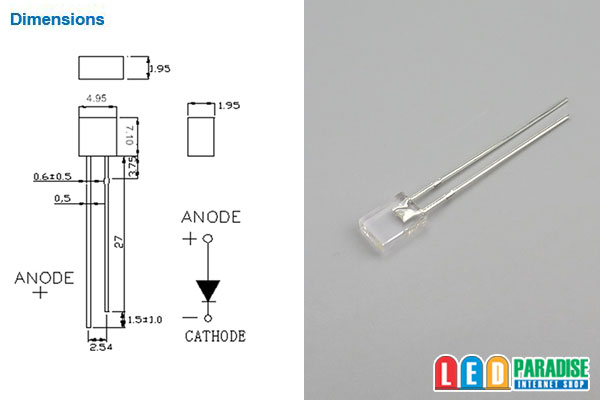 画像: 角形2.5.7電球色LED　LP-257NW4SCYY