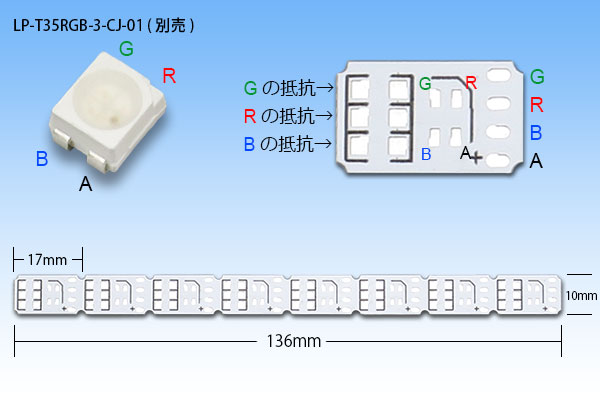 画像: 3528RGB 8LED基板 DC5V用