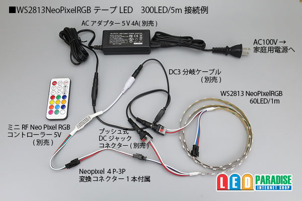 画像: WS2813 NeoPixel RGBテープLED 60LED/m