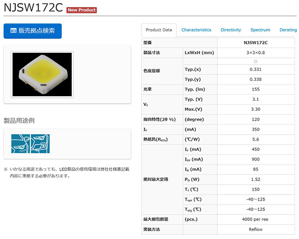 画像: 日亜 NJSW172CT 白