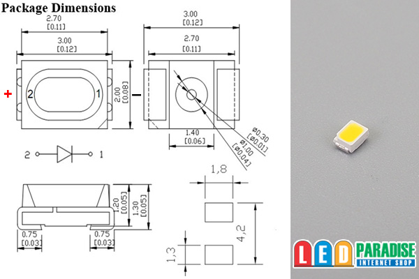 画像: 3020電球色チップLED LP-YKAU3020WW