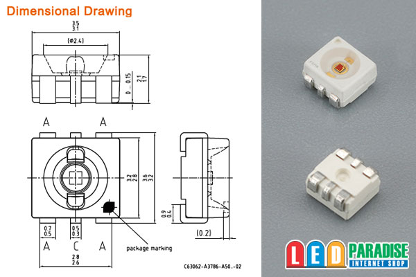 画像: OSRAM 0.5WチップLED LY G6SP 黄色