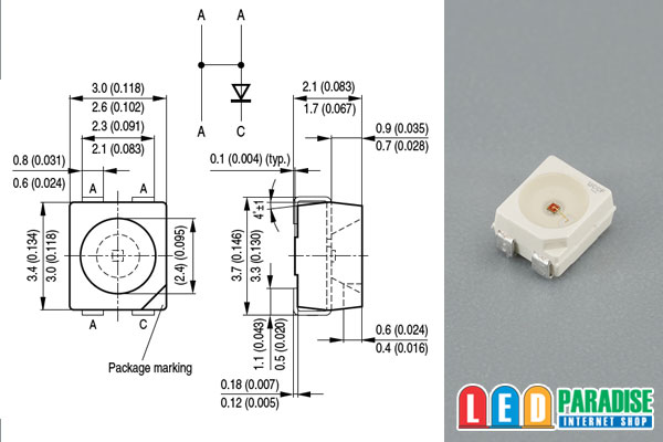 画像: OSRAM 3528 LR E67F 赤色