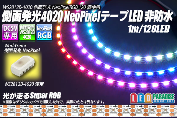 画像1: 側面発光 4020NeoPixel MiniテープLED 非防水 1m/120LED