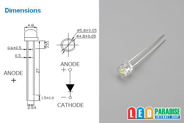 画像: 5mm帽子型電球色LED LP-5NW4SCYY