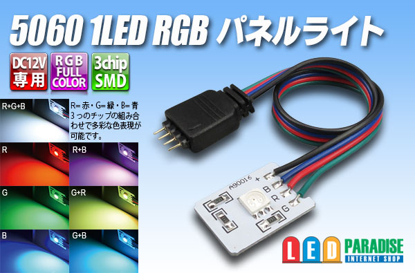 5050 RGB 1LEDパネルライト 22mm×16mm - LED PARADISE☆エルパラ
