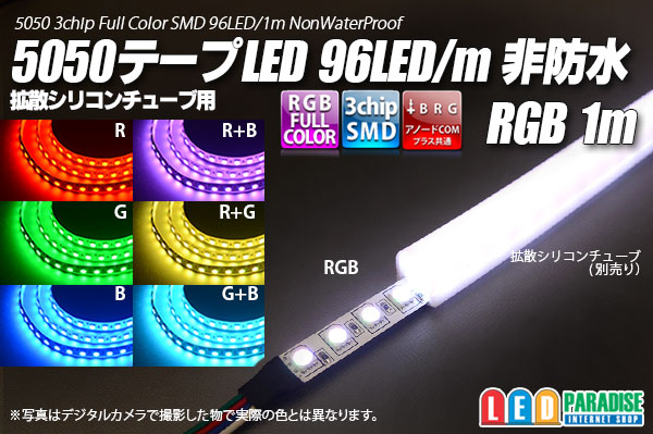 画像1: 5050テープLED 96LED/m 非防水 RGB 1m