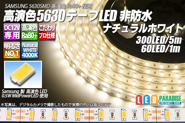 画像1: 高演色5630テープLED 60LED/m 非防水 ナチュラルホワイト 4000K 1-5m