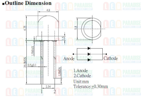 画像: 40lm 3chip4.8帽子型LED白色 LP-AWME56F1A