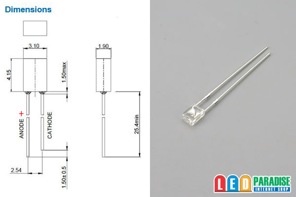 画像: 角形2.3.4赤色LED LP-234RUCOE14