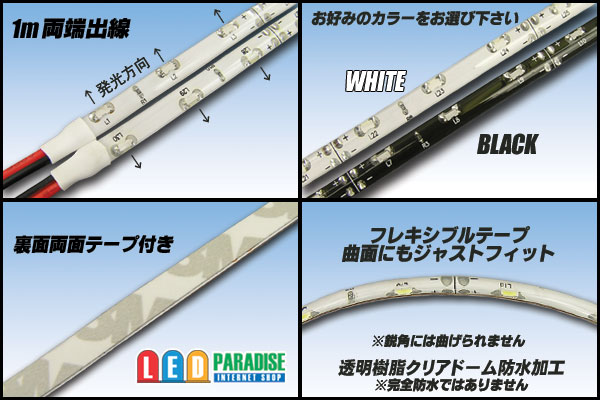 画像: 1m両端出線 側面発光クリアドームテープLED