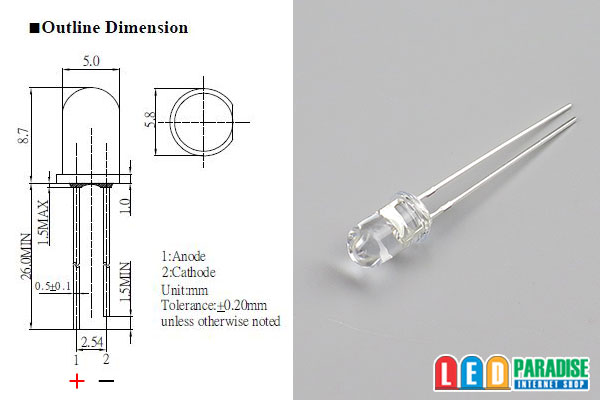 画像: 5mmオレンジ色 LP-5OKP5111A HighLumen OptoSupply