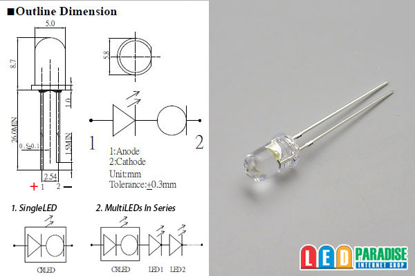 画像: 5mm CRLED 電球色 LP-M5DK5111A-CRLED14