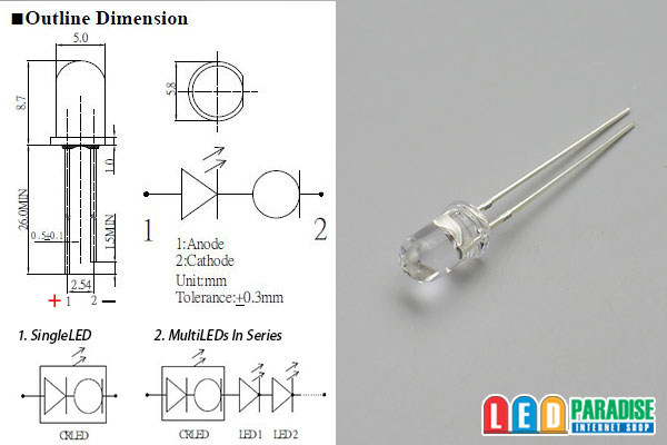 画像: 5mm CRLED オレンジ LP-O5PA5111A-CRLED16