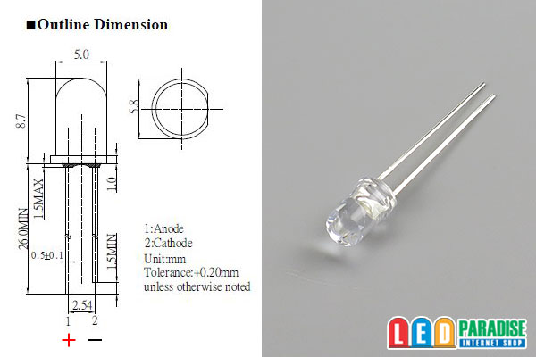 画像: 5mm白色 LP-WA4P5111A HighLumen OptoSupply