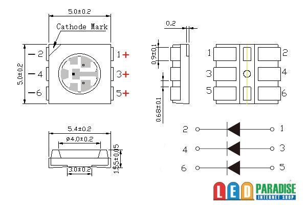 画像: 5050 3chip緑色LED LP-YK3G5050W