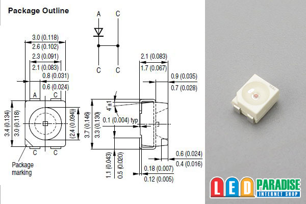 画像: OSRAM 3528チップLED アンバー