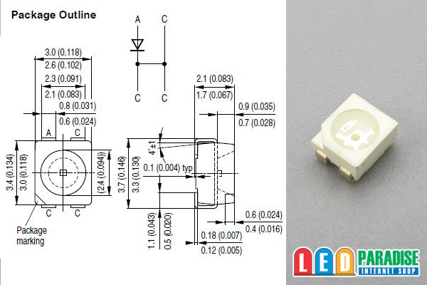 画像: OSRAM 3528チップLED 青色